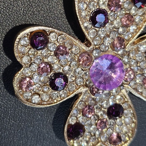 BETSEY JOHNSON LUCKY FOUR LEAF CLOVER CRYSTAL INLAY CHARM DANGLE NECKLACE - Picture 3 of 4